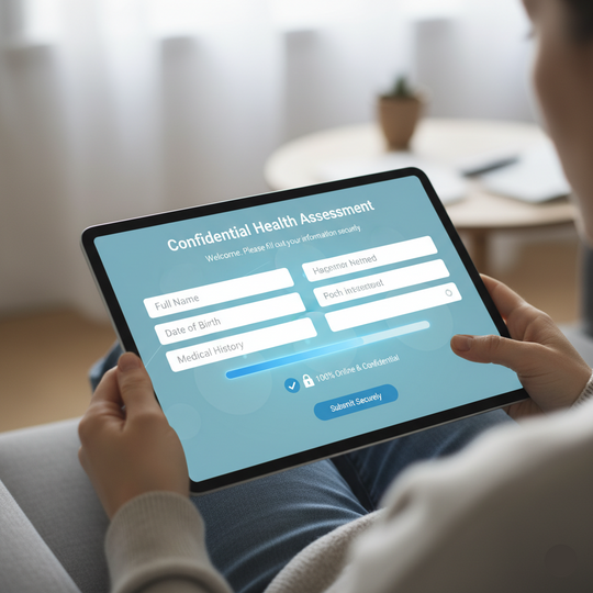 100% online and confidential health intake form